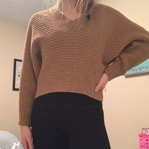 yellow cropped sweater from american eagle